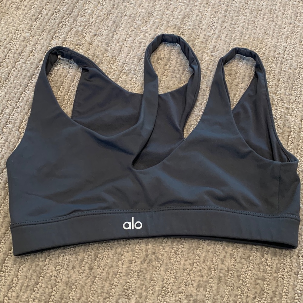 Alo Yoga Peak Sports Bra Dark Gray